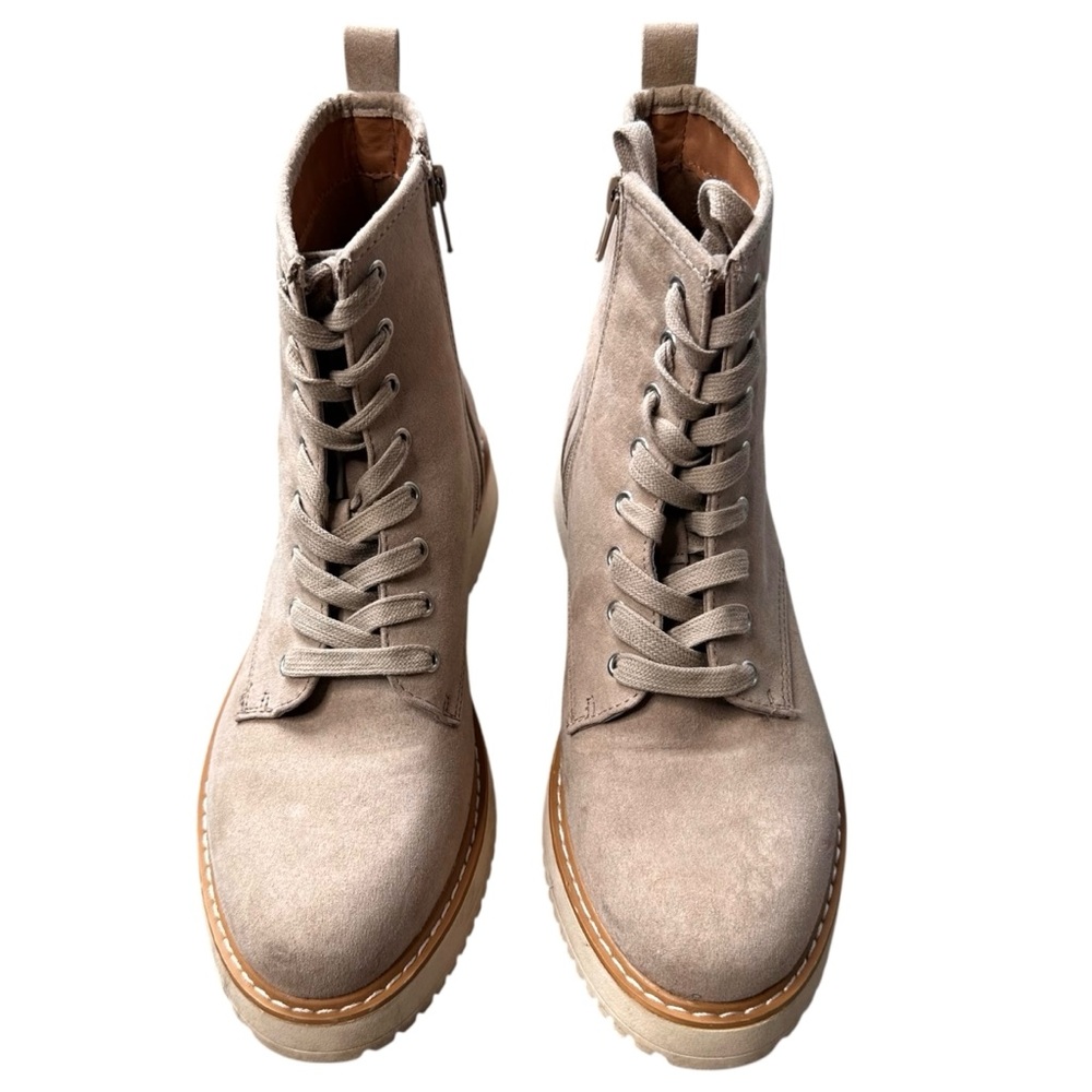 MADDEN GIRL Kurrt Combat Boots Women's 9M Sand Fab Light Brown Lace Up